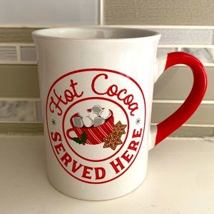 Hot Cocoa Served Here Christmas theme 20 oz white and red ceramic mug